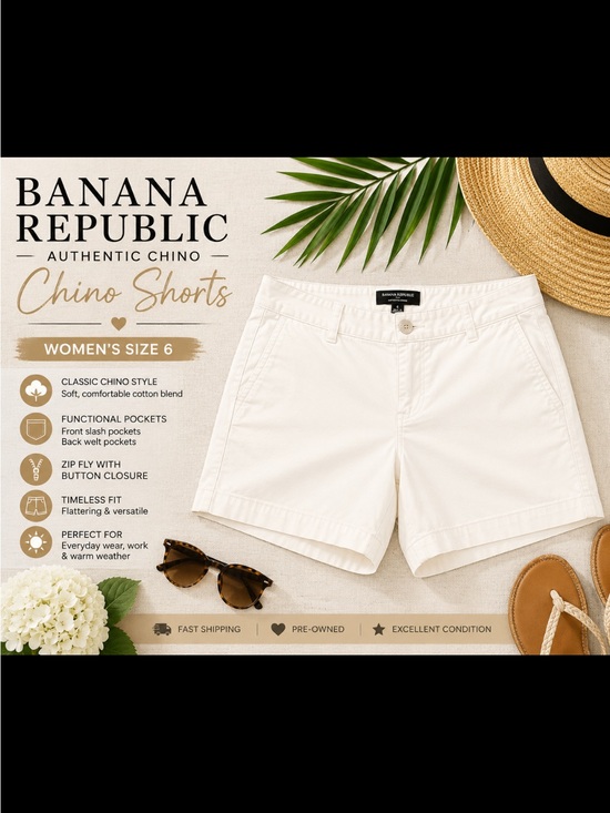 Banana Republic Pants - Banana Republic Women's Chino Bermuda Shorts in Cream